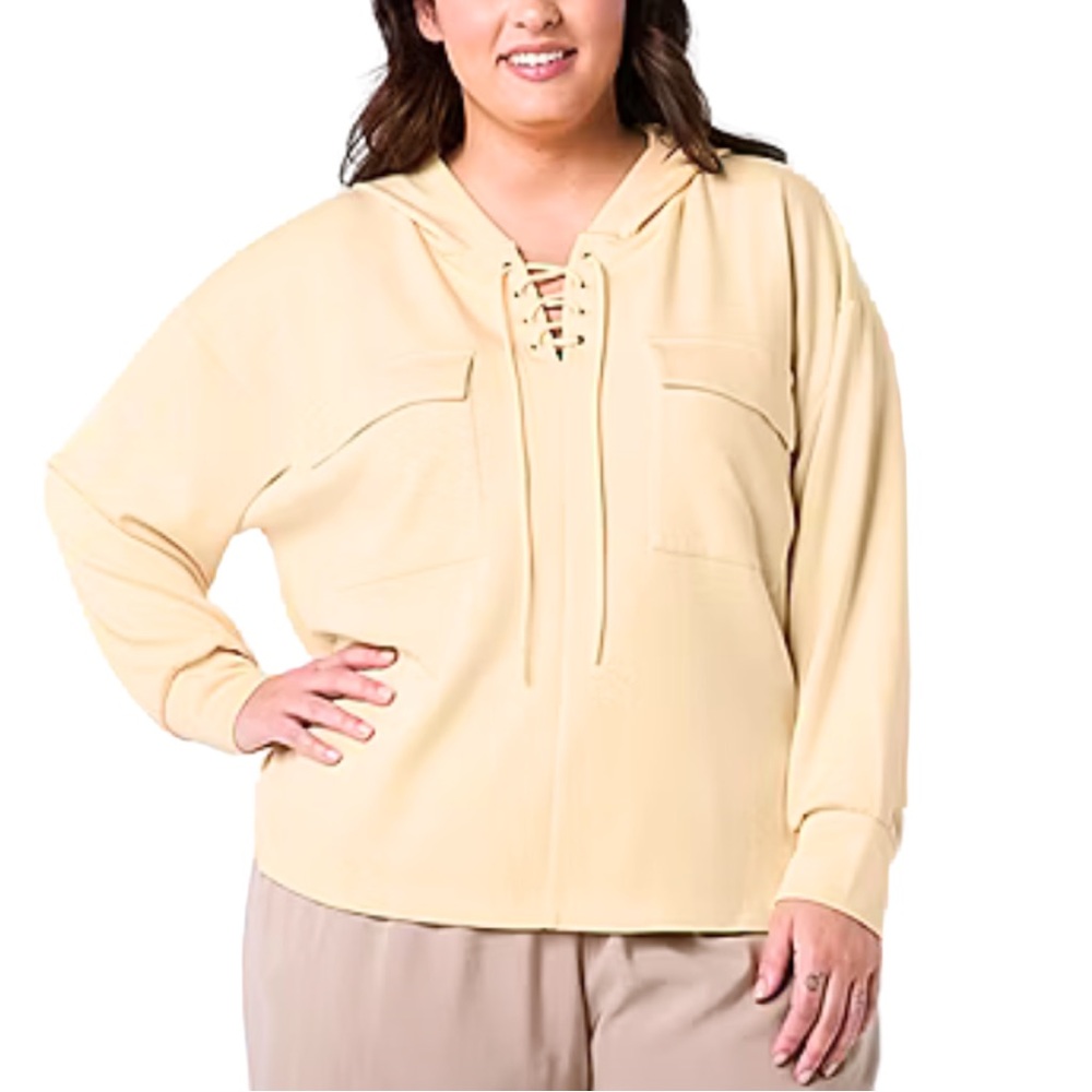 Butter Yellow Sweatshirt Long Sleeve Hoodie Top XL Athleisure Coastal Blokecore
